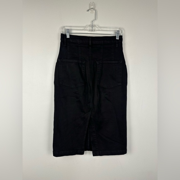 FRAME The High Waisted Seamed Black Denim Midi Skirt Women’s Sz 27 - Picture 6 of 9